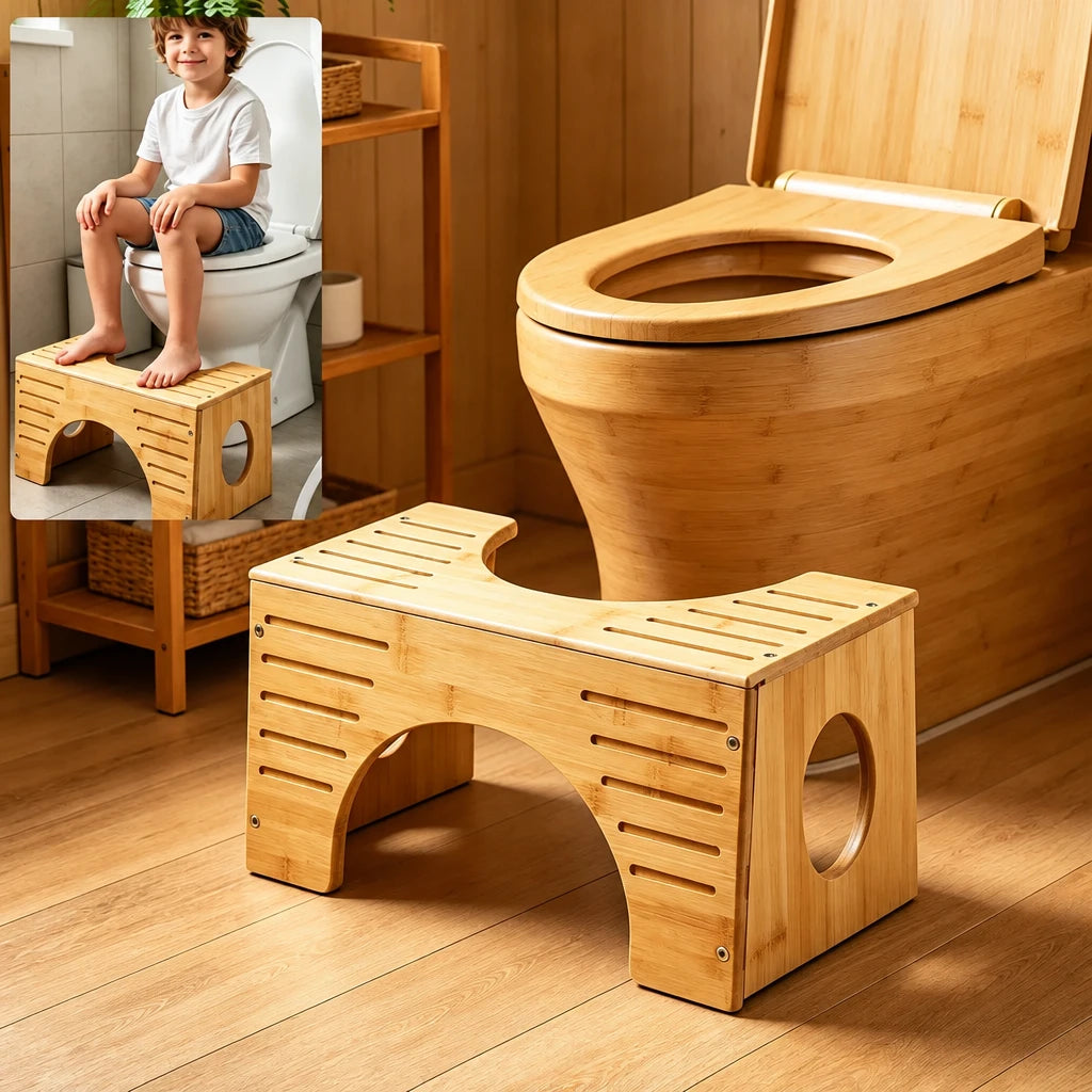 Repose-pieds pour toilettes en bambou