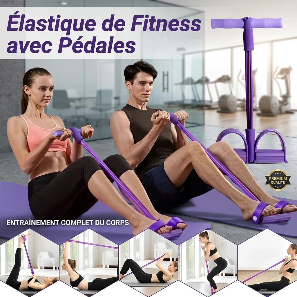 Élastique de Fitness avec Pédales pour Renforcement Musculaire