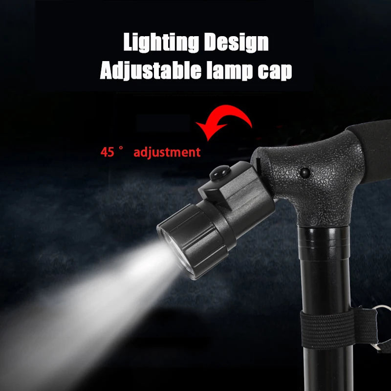 Canne Télescopique avec Lampe LED pour Senior