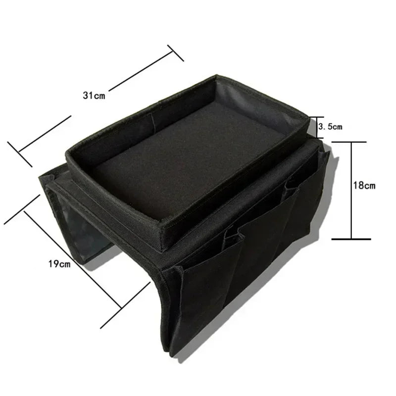 Organisateur d’accoudoir de canapé multi-poches – Plateau rangement télécommande et accessoires pour salon