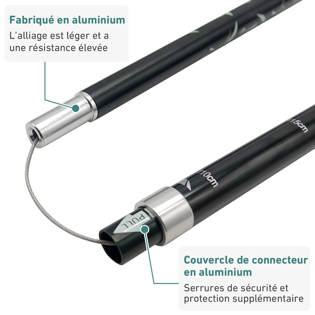 Bâton de randonnée télescopique 5 sections – Canne de marche pliable pour senior, trekking et marche nordique