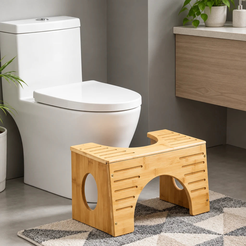 Repose-pieds pour toilettes en bambou