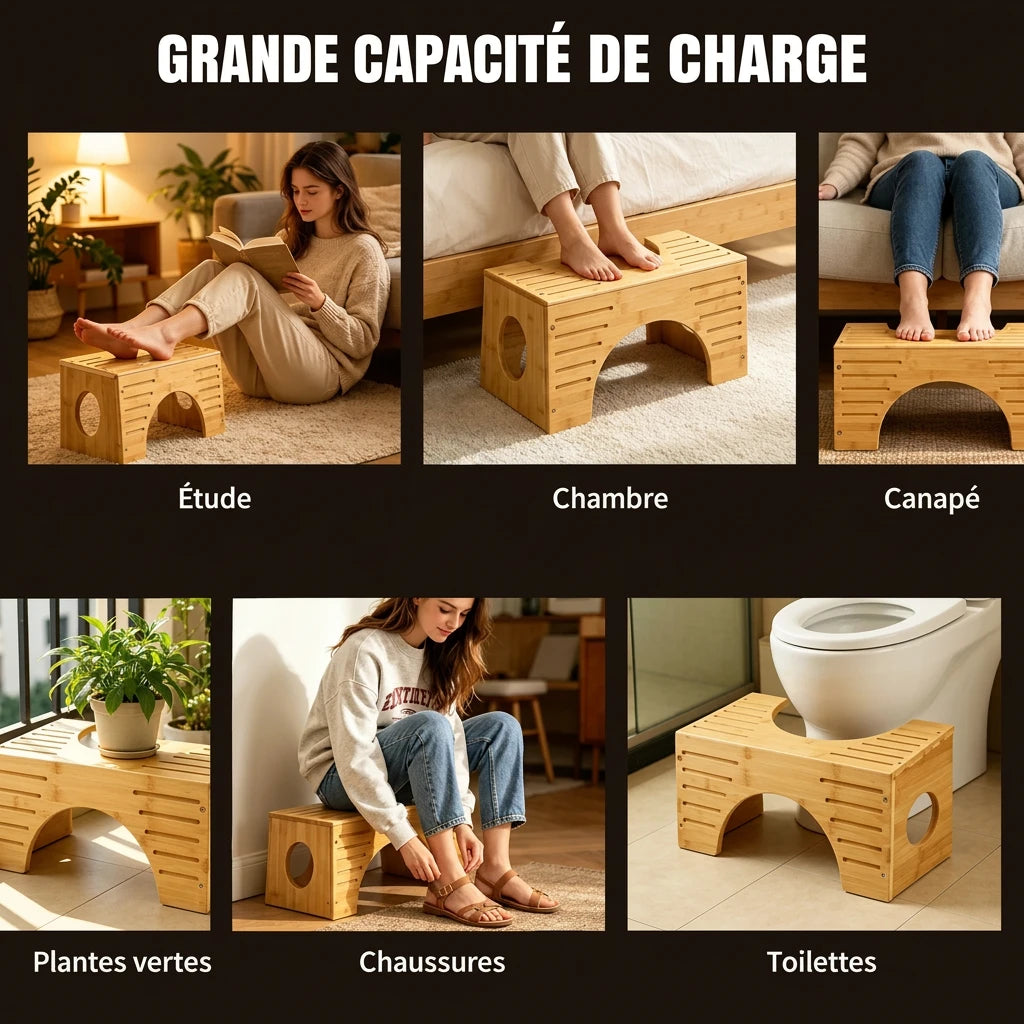 Repose-pieds pour toilettes en bambou