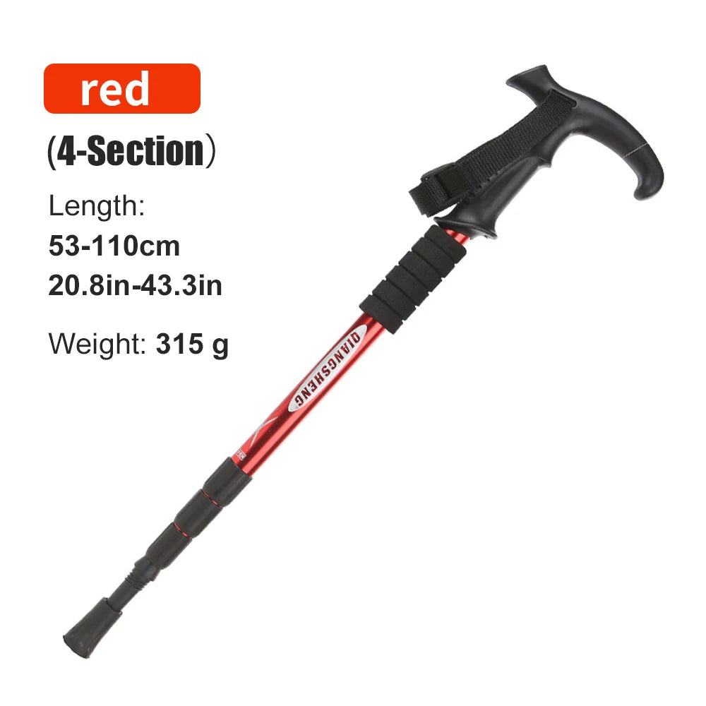 Bâton de randonnée télescopique 5 sections – Canne de marche pliable pour senior, trekking et marche nordique