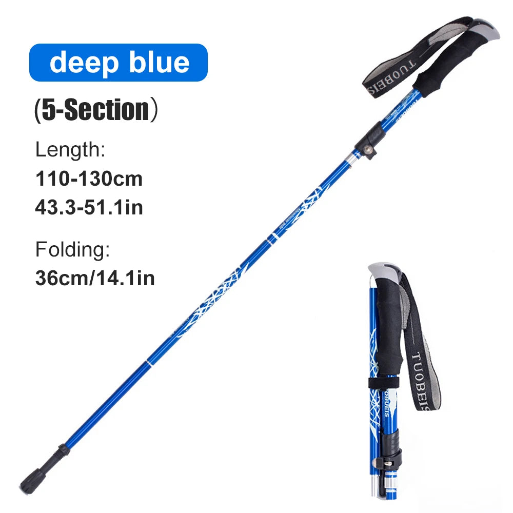 Bâton de randonnée télescopique 5 sections – Canne de marche pliable pour senior, trekking et marche nordique