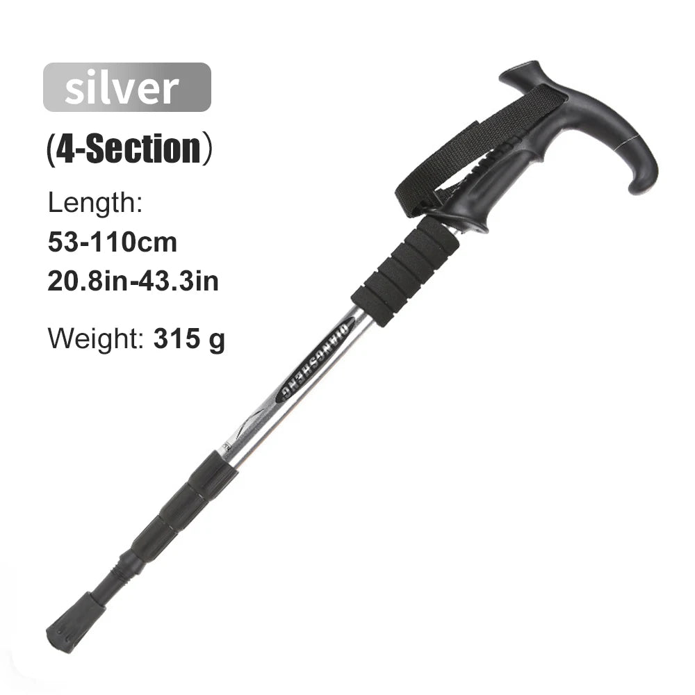 Bâton de randonnée télescopique 5 sections – Canne de marche pliable pour senior, trekking et marche nordique