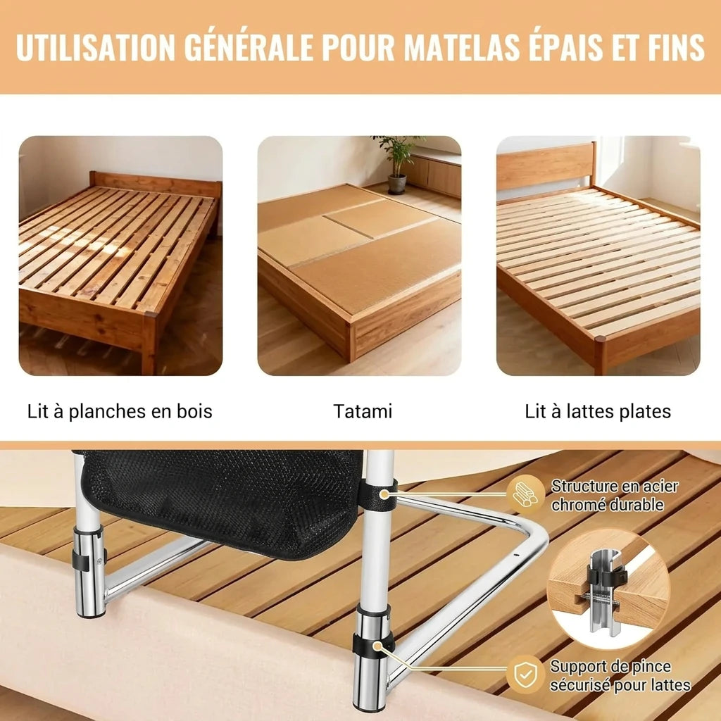 Barre d'appui de lit avec sac