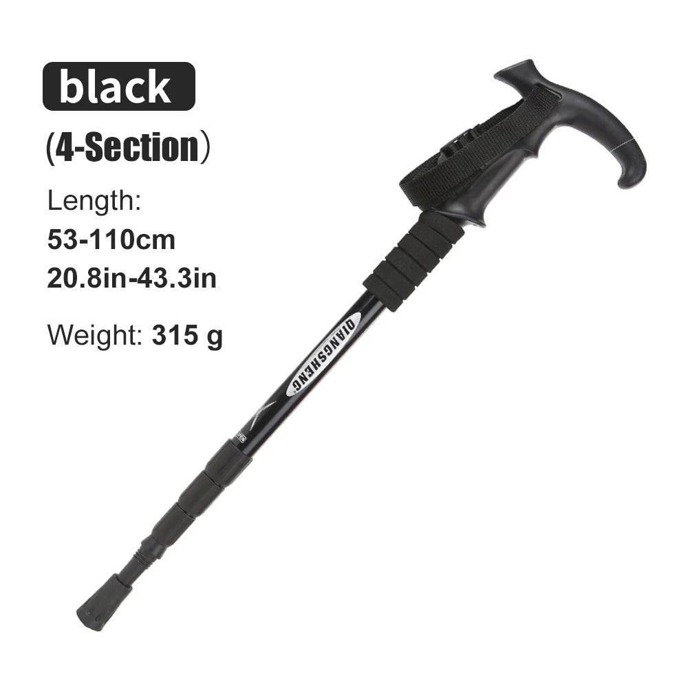 Bâton de randonnée télescopique 5 sections – Canne de marche pliable pour senior, trekking et marche nordique