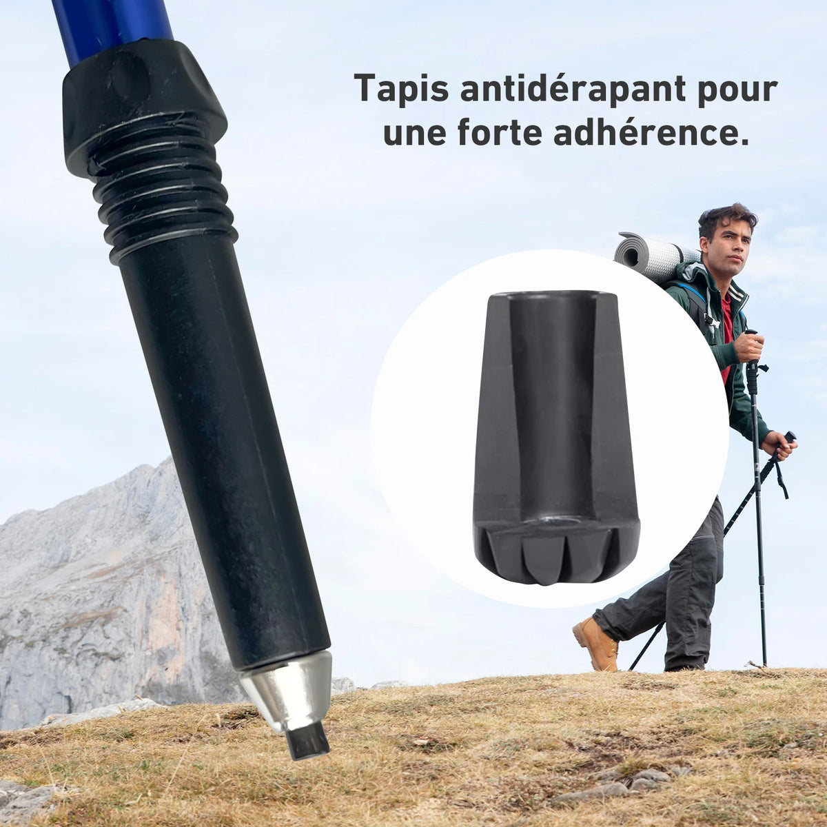 Bâton de randonnée télescopique 5 sections – Canne de marche pliable pour senior, trekking et marche nordique