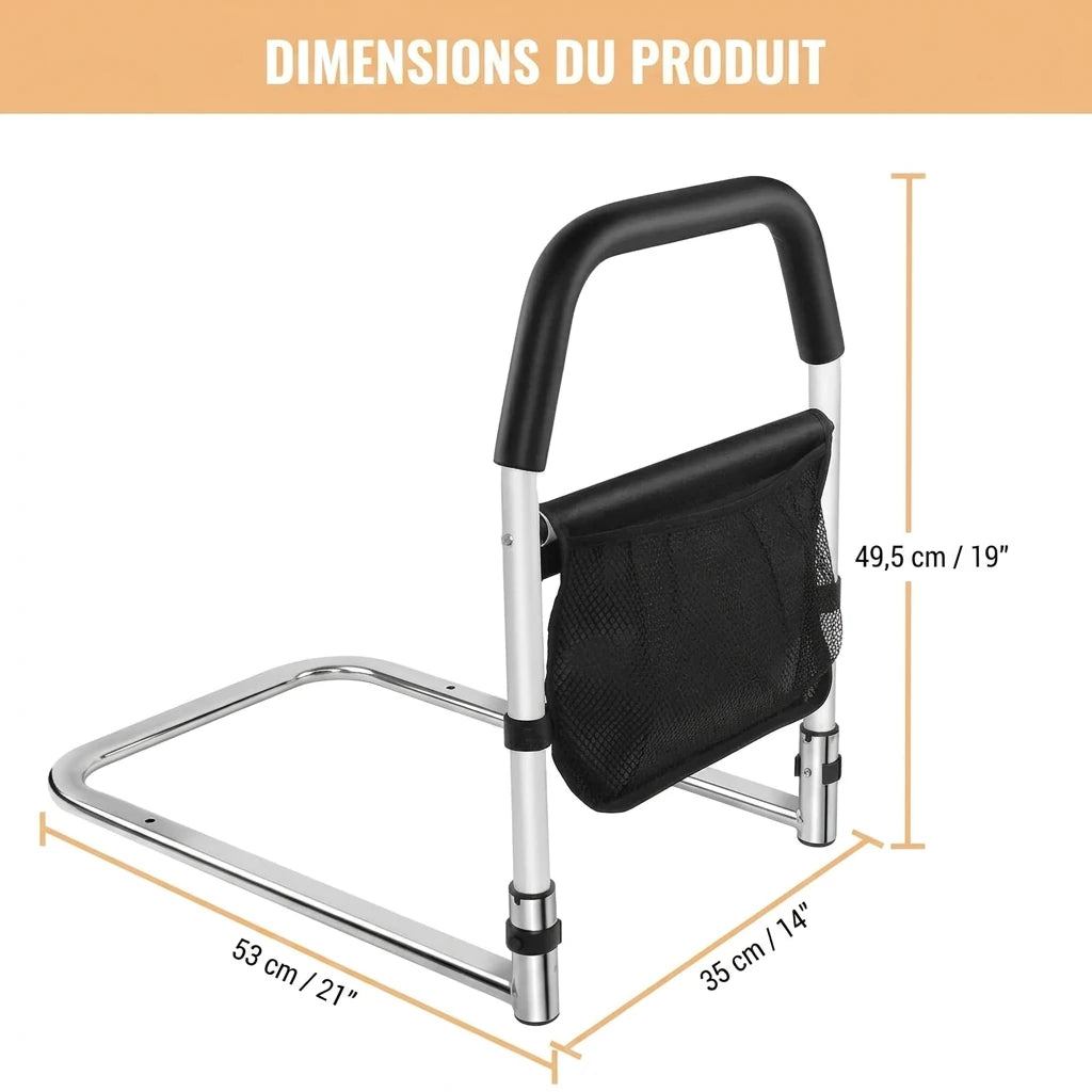 Barre d'appui de lit avec sac